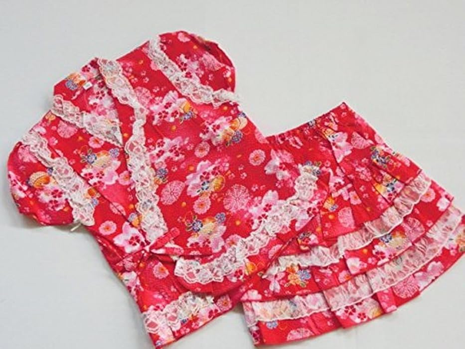 Amazon 子供浴衣ドレス 女の子 セパレート レース 110サイズ 1 赤