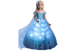 UPORPOR Princess Dresses for Girls Toddler Princess Costume Dress Up Clothes for Girls Halloween Costume with Cape for Christmas, Birthday, Party, LED Light No Assembly Needed, 110