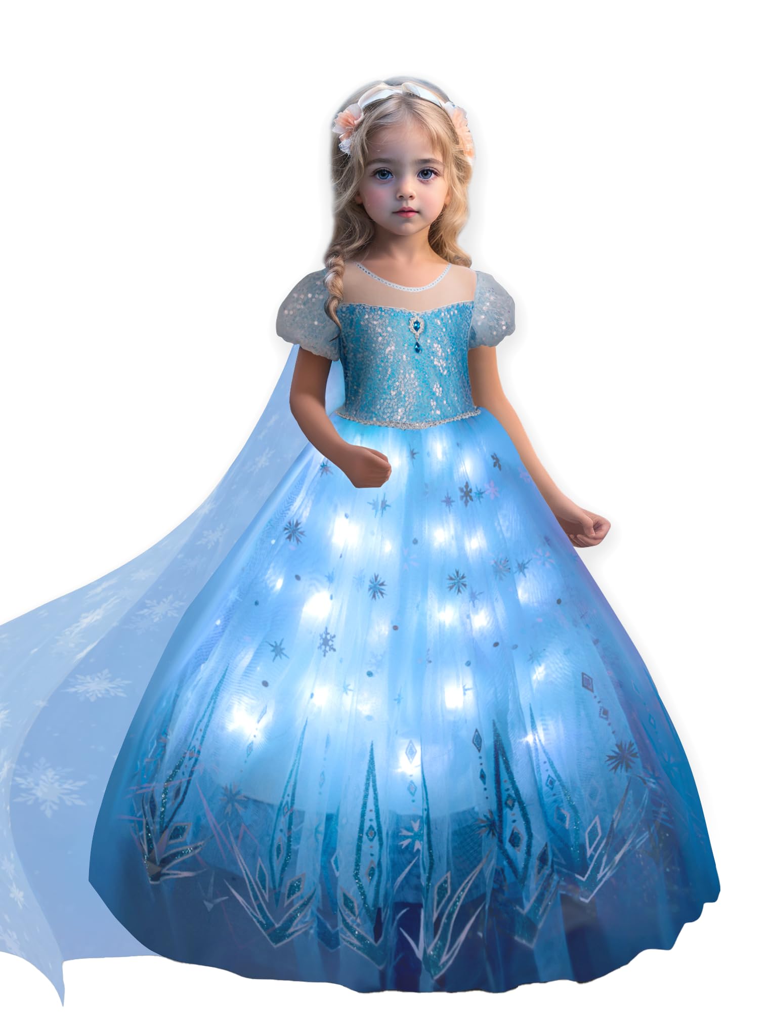 LED Light Up Princess Costume - Music Sync RGB Dress With Accessories For Girls