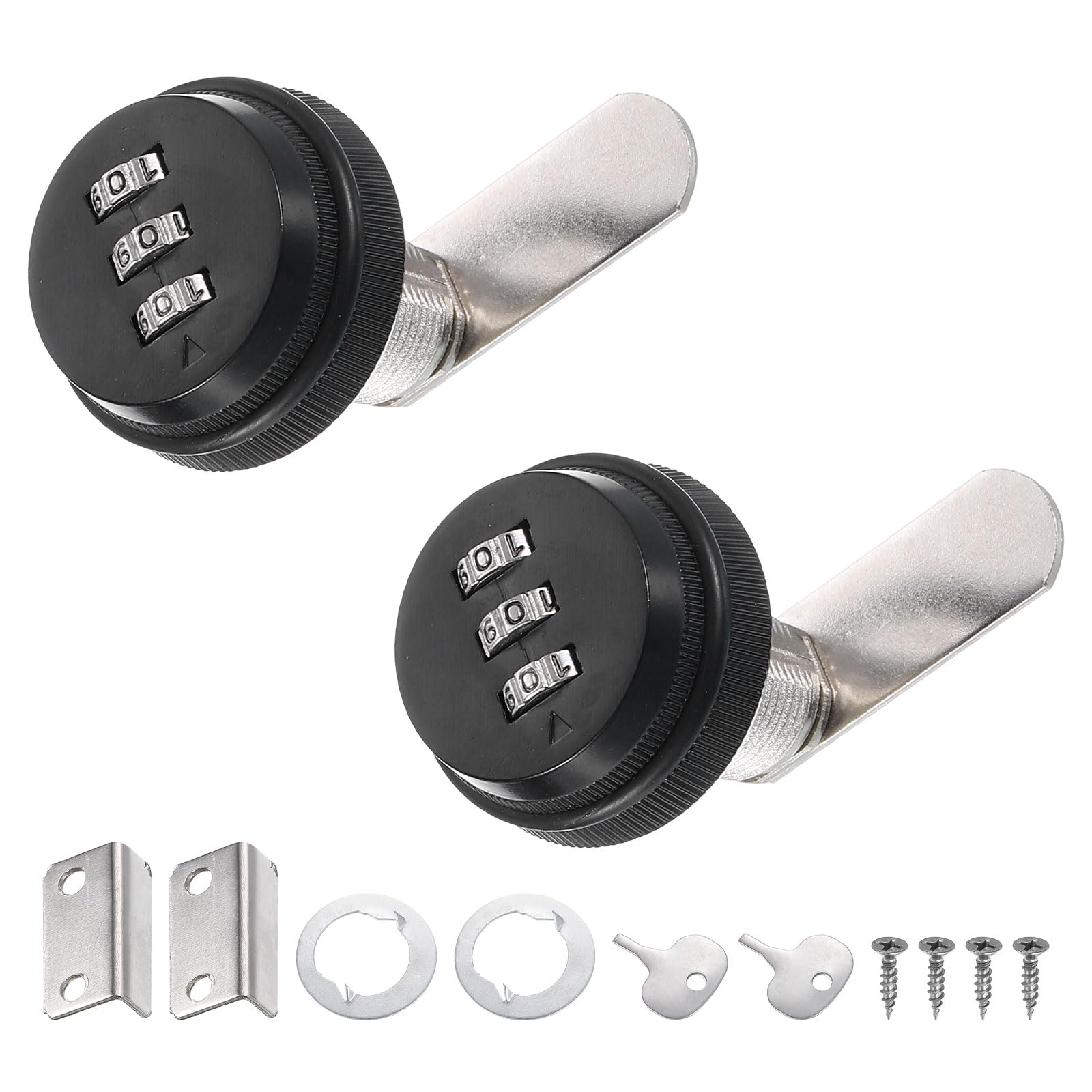 PATIKIL 1" Combination Cam Lock, 2 Pcs File Cabinet Locks with Combination Password Coded Cabinet Locks with Cylinder Chrome for 0.4-0.8" Thick Wood Drawer Mailbox Filing Cabinet, Black