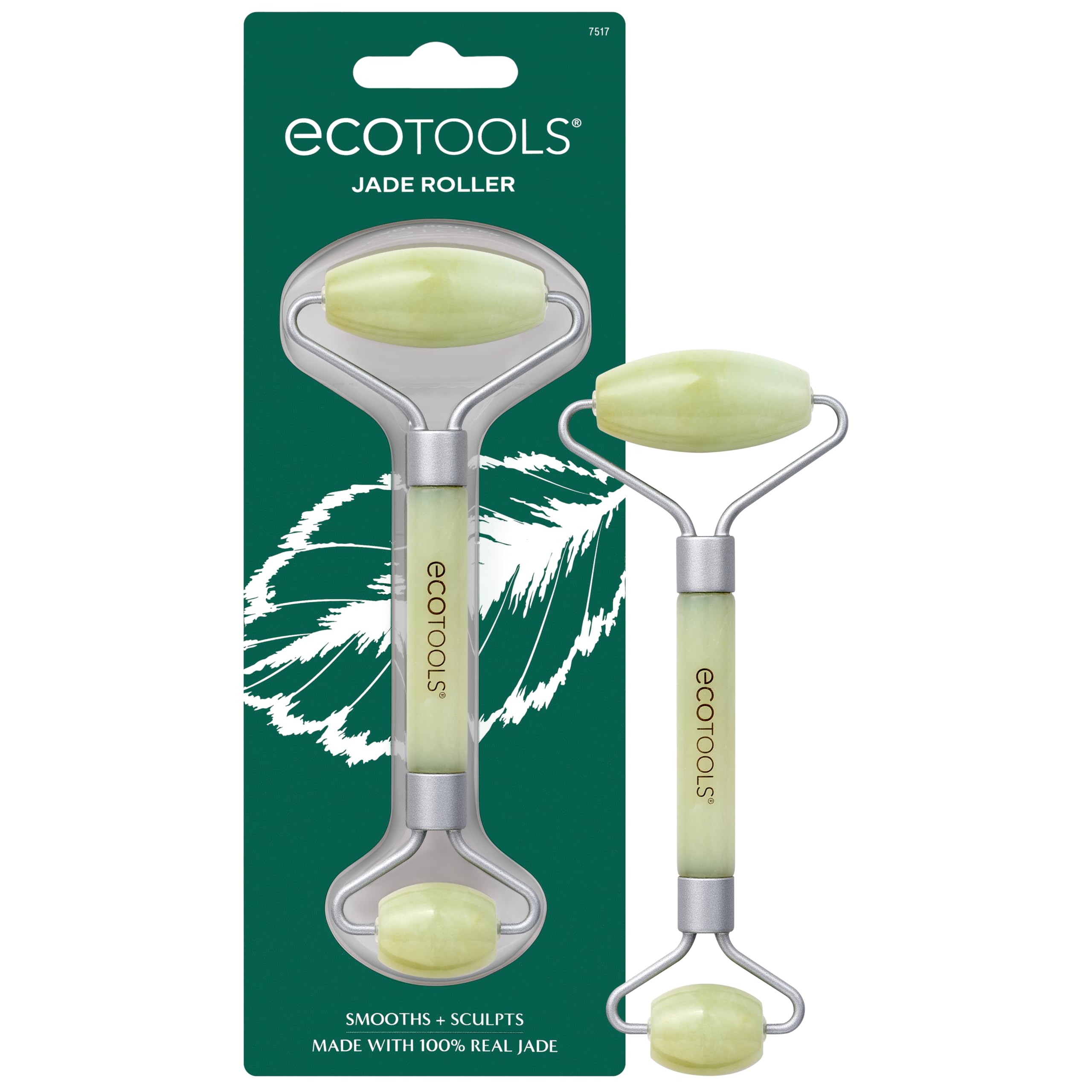 EcoTools Jade Facial Roller, Face & Under Eye Roller for Smoothing & De-Puffing, Skincare and Sculpting Tool