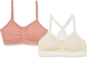 Maidenform Girls' Seamless Ruched Lace Back Crop Bra 2 Pack