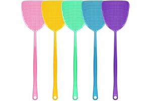 Folklyzo Fly Swatters,5 Pack Plastic Fly Swatter Colorful Long Handle Flyswatter for Indoor and Outdoor (5 Colors)