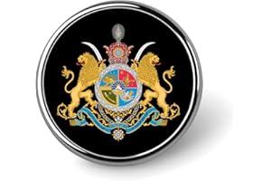 Imperial Coat of Arms of Iran Round Lapel Pin for Men Button Brooch Pins Badge for Tie Hat Clothing Jewelry Accessories
