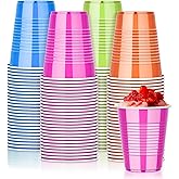 100PCS 18 oz Colorful Plastic Cups in Orange, Hot Pink, Blue, and Green, Disposable Drinking Rainbow Cups Bulk for Easter Fie