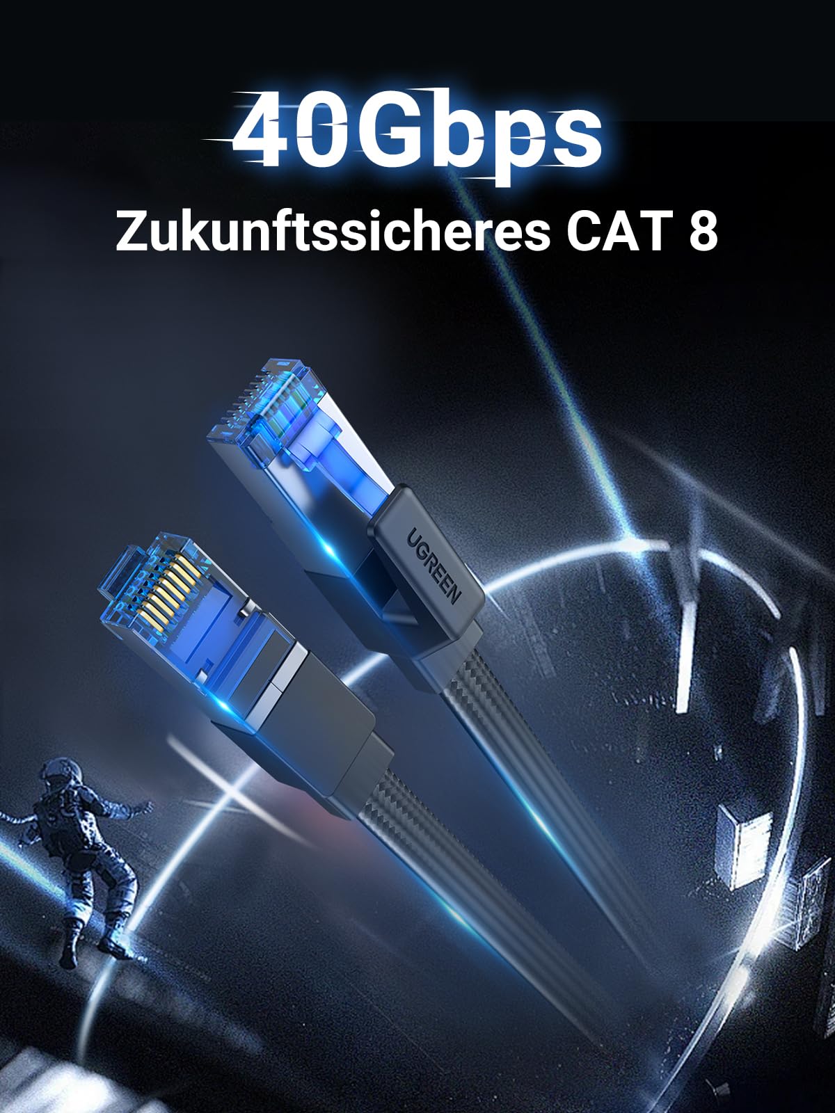 UGREEN CAT 8 LAN Kabel 40000Mbit/s Netzwerkkabel Ethernet Kabel (2M) 2