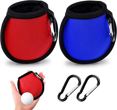 olyee 2 Pack Golf Ball Cleaner Pouch with Carabiner Red Blue
