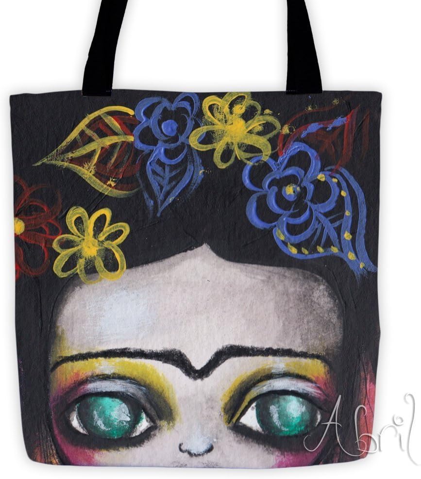 Frida Art Big Eyed Tote Bag fantasy by Abril Andrade