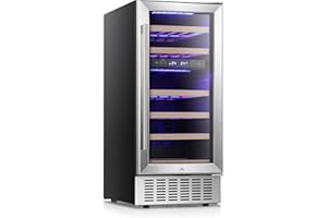 Antarctic Star 15" Wine Cooler Under Counter Beverage Refrigerator Beer Mini Fridge 28 Bottles Dual Zone Built-in Freestanding Stainless Steel Double-Layer Tempered Glass Door
