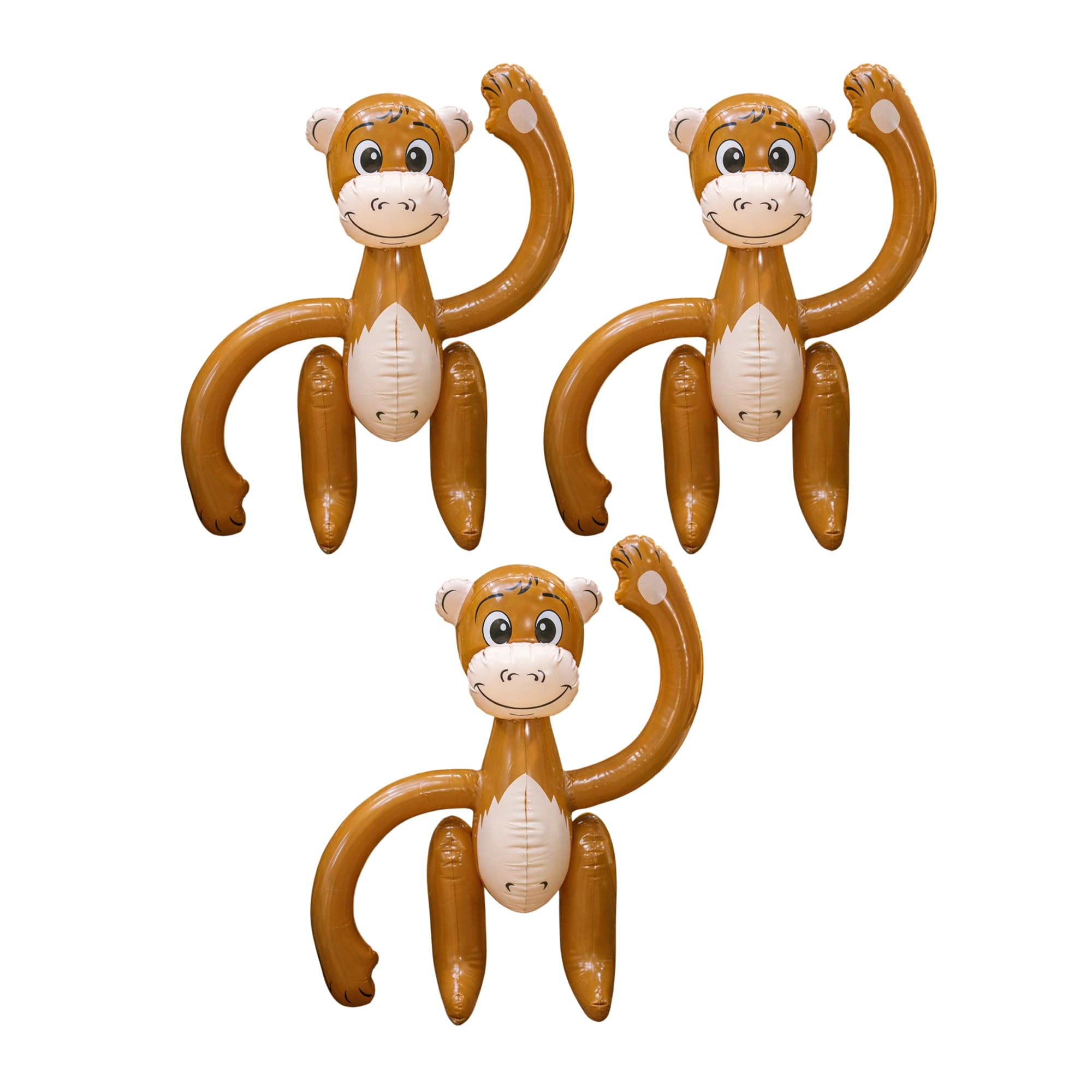 Shatchi 3 Pcs Inflatable Brown Monkey Blow Up Party Decorations 58 cm, Tropical Animal Fancy Dress Props for Hawaiian African, Pool and Beach Parties, Hen Do, Stag Do, Photo Booth and Themed Events
