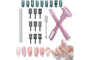 LULONG 12Pcs Set of Nail Magnets Tools Kit for Cat Eye Nail Art, 5 in 1 Cat Eye Magnet for 3D Magnetic Gel Nail Polish, 9Pcs Stripe Magnet Plates Magnet Pen for Nail Salon or DIY(Pink)
