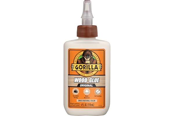 Gorilla Glue Wood Glue, Indoor & Outdoor Carpentry Projects, Paintable, Sandable, Moisture Resistant, Clamping, Natural Color