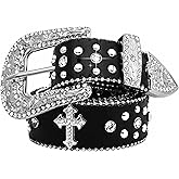 Bfrilackdy Rhinestone Belt for Men Women Sparkly Bling Diamond Sequin Studded Belt Western Cowgirl Cowboy Belt