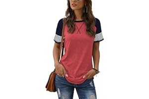 Adibosy Women Summer Casual Shirts: Short Sleeve Striped Tunic Tops - Womens Crew Neck Tee Tshirt Blouses