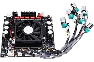 YDuupxe 2.1 Channel Amplifier BT 5.0 with Treble Bass Control, Mini Sound Amp for Home PC and TV