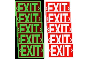 Gilprop 10 Pcs Glow in the Dark Exit Signs for Business 12 x 7 Inch Photoluminescent Signs Stickers for Indoor Outdoor for Business, Office, Warehouse (with Arrows)