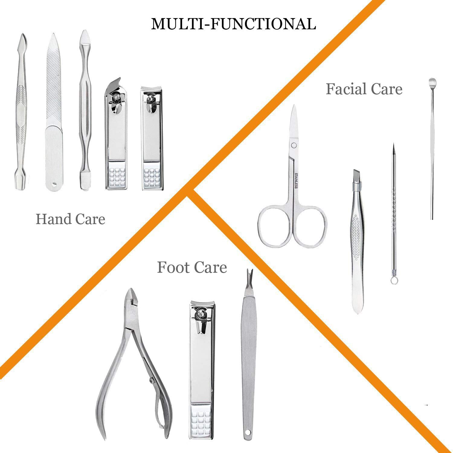 Keiby Citom Professional Stainless Steel Nail Clipper Travel & Grooming Kit Nail Tools Manicure & Pedicure Set of 12pcs with Luxurious Case (Rose Gold) : Beauty