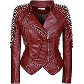 SX New Punk Rivet faux leather PU Jacket Women fashion Biker Jacket Black Slim Fit Streetwear Coat