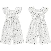 GOOCHEER Toddler Baby Girls Outfit Flower Print Jumpsuit Sleeveless Bowknot Romper Overall Pants Summer Clothes