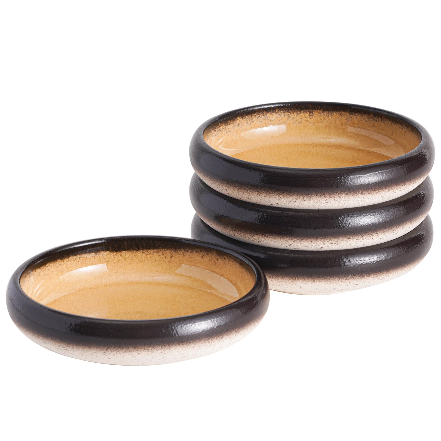 Photo 1 of ****1 broken . Uaral Ceramic Salad Plate,Plates and Bowls Set,Serving Dish Set,Appetizer Plates Set of 4,5.5inch,14oz(Crack Yellow)