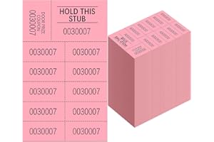 Kosiz 1000 Sheets Raffle Tickets with 10 Bid Numbers Per Sheet Colored Raffle Tickets Sheets for Chinese Auction Basket Auction Silent Auction Church Events(Pink)