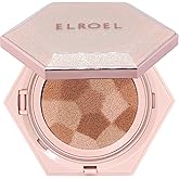 ELROEL Blending Cushion 4-in-1 Korean Cushion Foundation with Italian Caviar, Collagen & Hyaluronic Acid - 12HR Long Lasting, Hydrating & Age-Defying Makeup Concealer 0.44 oz (#25 Medium Beige)