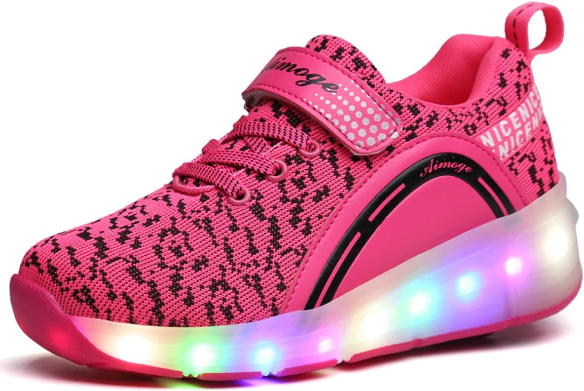VMATE LED Light Up Roller Skate Shoes Blink Single Wheel Fashion Sports Flashing Sneaker Boys Girls Kid