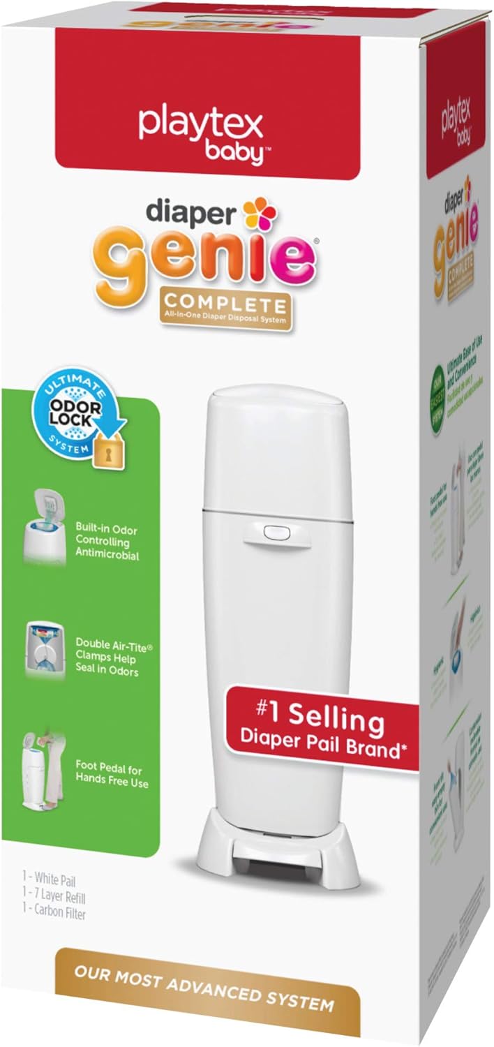 playtex diaper genie complete white diaper pail with 1 refill