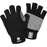 FitsT4 Sports Half Finger Padded Palm Sailing Gloves for Kayak Water Sports | for Men Women Youth,Water Ski,Paddling,Wakeboard,Jet Ski,Rafting,Canoe,Rowing,Diving,Boating,Surfing,Fishing,Adjustable Wrist