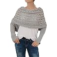 SkiPdrDa Knitted Cable Wrap Scarf With Sleeves For Women