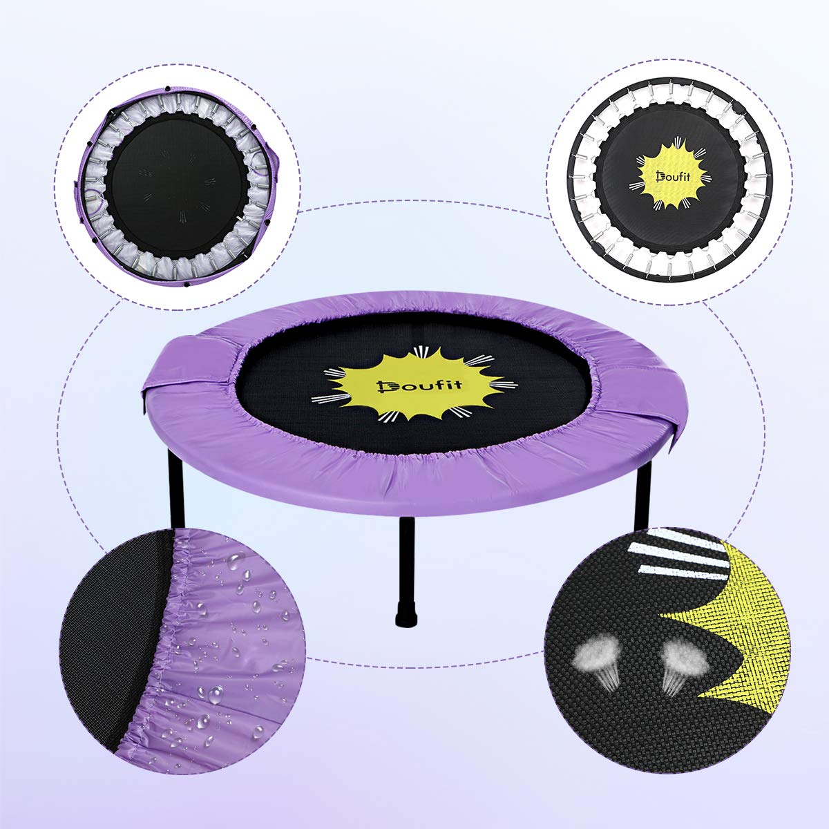 Doufit Trampoline for Kids with Handle Bar, TR04 Children Mini Foldable Fitness Rebounder