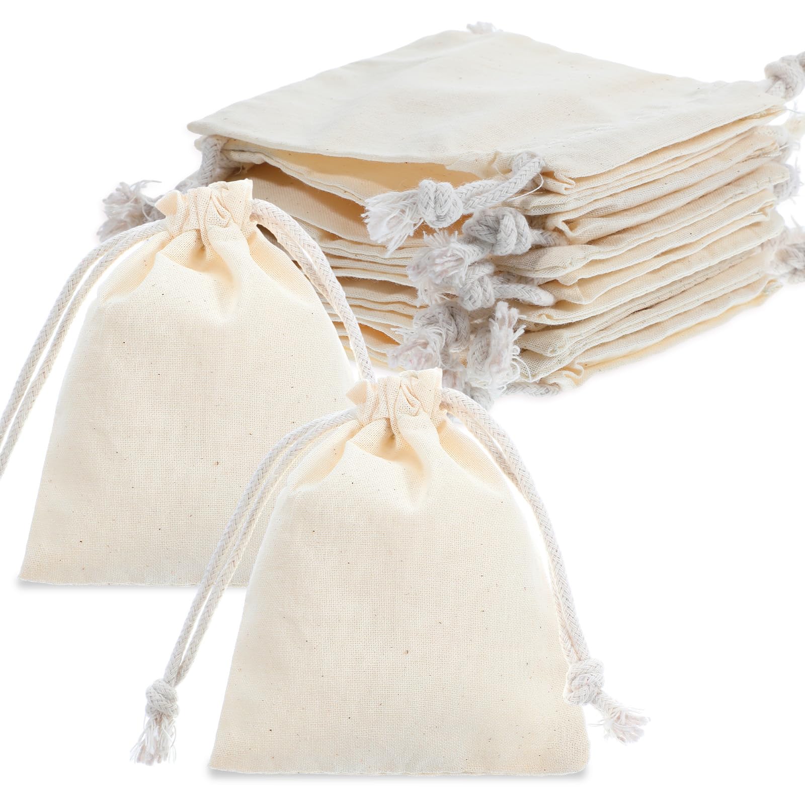 Photo 1 of Tyqour 10pcs Small Jewelry Gift Drawstring Cloth Bag, Muslin Bags, 3x4 Inch Small Pouch Drawstring Bag, Reusable Mini Cotton Canvas Bags for Party Favors Wedding Wrapping
