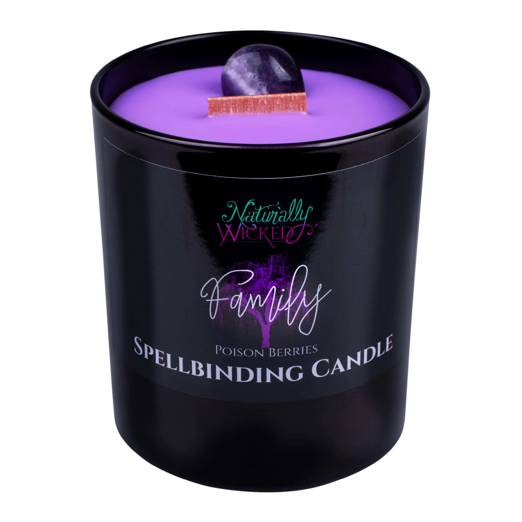 Naturally Wicked Spellbinding Family Candle | Crystal Spell Candle | Scented with Poison Berries | Inc Unique Candle Gift Box