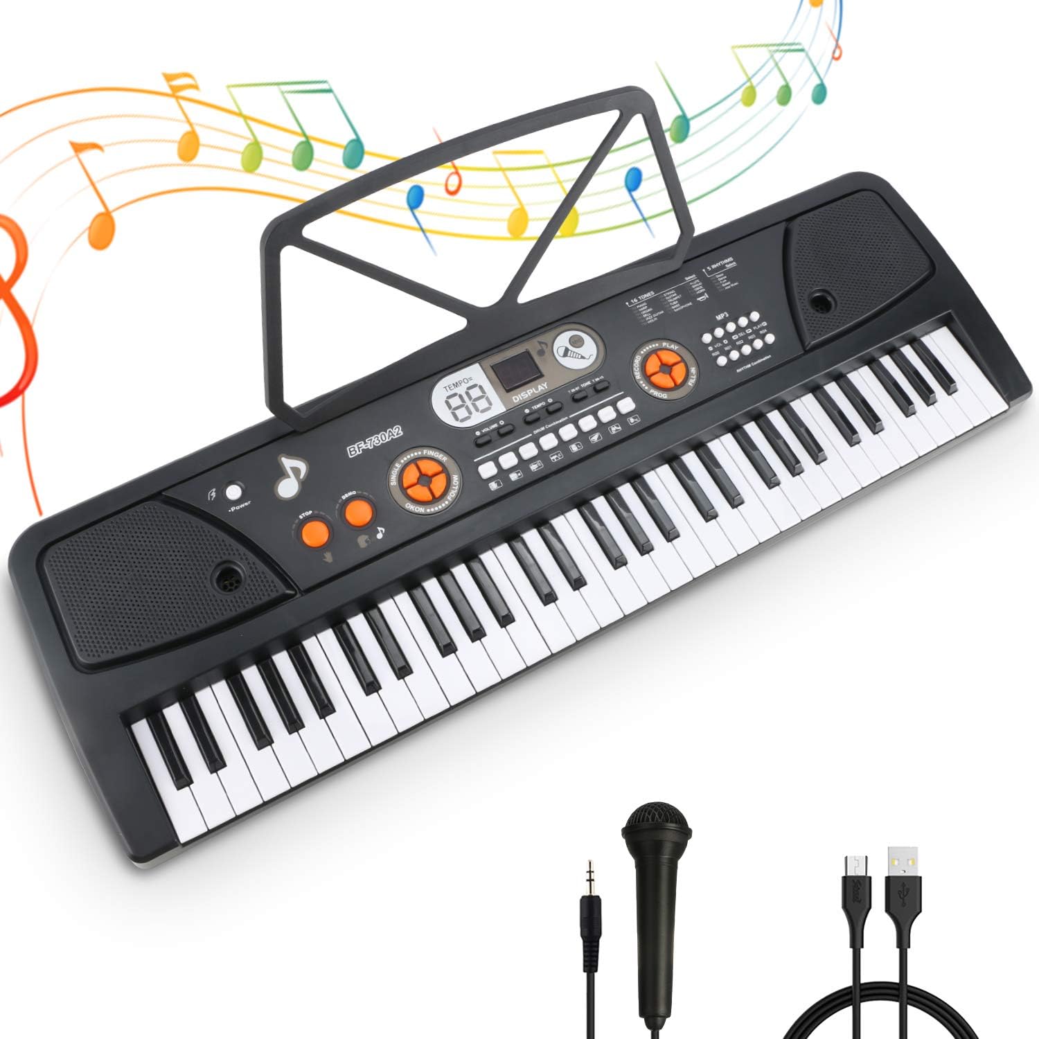 RenFox Keyboard, Digital Piano Mit 61 Tasten, Digital Keyboard