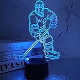 FULLOSUN 3D Night Lights Ice Hockey Athlete 3D Illusion Bedside Lamp 16 Colors Changing with Remote Control Best Birthday Gifts for Men Women