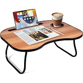 Lap Desk for Laptop Bed Trays for Eating and Laptops Breakfast in Bed Laptop Stand TV Trays for Bed with Cup Holder/Drawer for Sofa/Couch Portable Foldable (Black Walnut, M(19&times;14"))