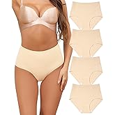 LEVAO Women Tummy Control Panties High Waist Seamless Underwear Full Coverage Brief No Show Postpartum Panties 4 Pack S-XXL