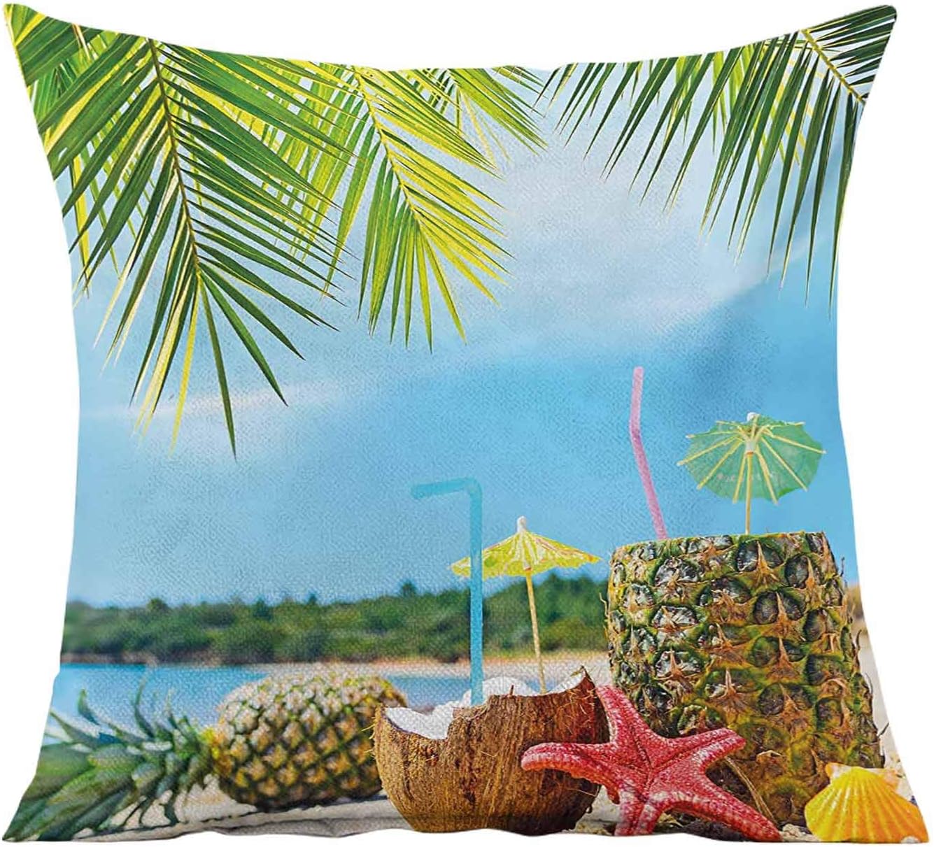 Tropical Throw Pillow Cushion Cover,Fresh Summer Fruits