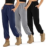 LessonZoo 3 Pack Girls' Sweatpants Active Fleece Soft Athletic Jogger Pants for Kids Youth with Pockets Drawstring
