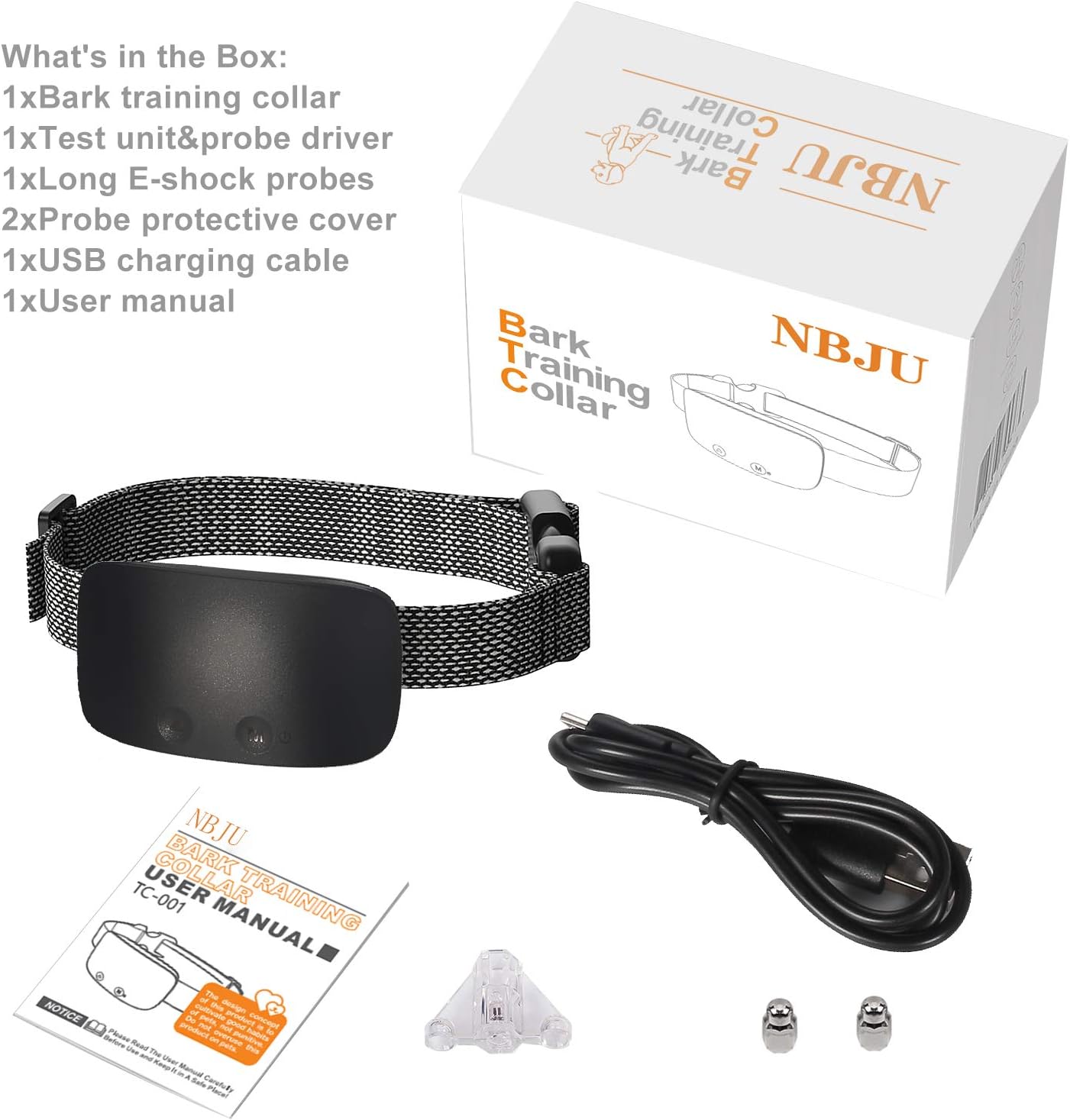 NBJU Bark Collar for Dogs, Rechargeable Anti Barking Training Collar with 7 Adjustable Sensitivity and Intensity Beep Vibration for Small Medium Large Dogs (Black) : Kitchen & Dining