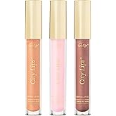 City Beauty City Lips Our Favorites - Tinted Plumping Gloss with Hyaluronic Acid & Peptides - Hydrates & Volumizes - Bundle - Nude York 0.16 oz, Los Angelips 0.16 oz, Plum Springs 0.16 oz