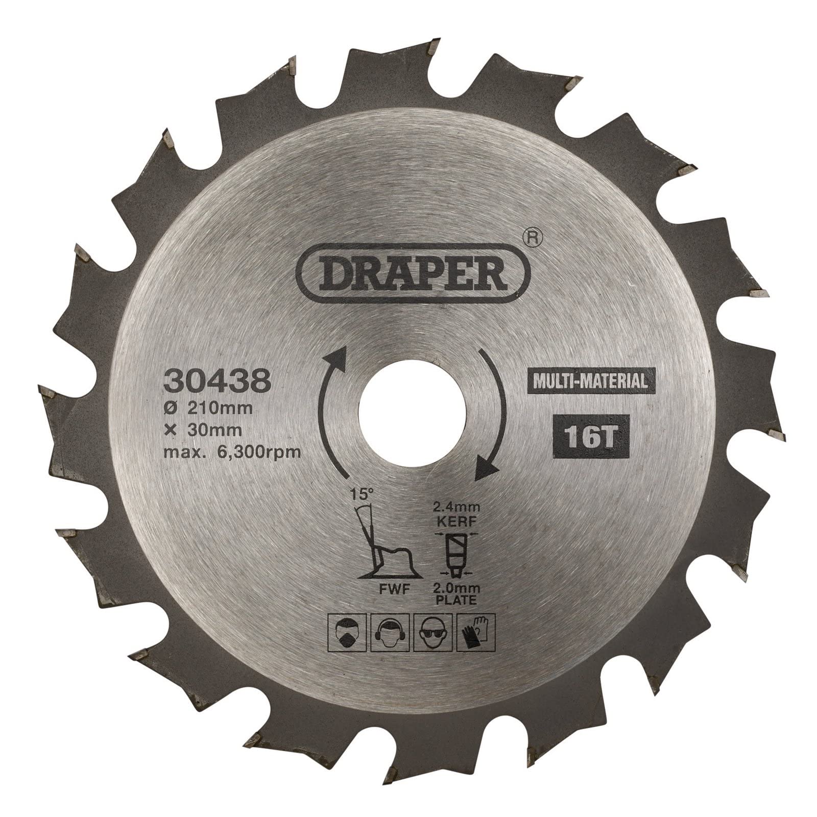Draper 30438 TCT Multi-Purpose Circular Saw Blade, 210 x 30mm, 16T