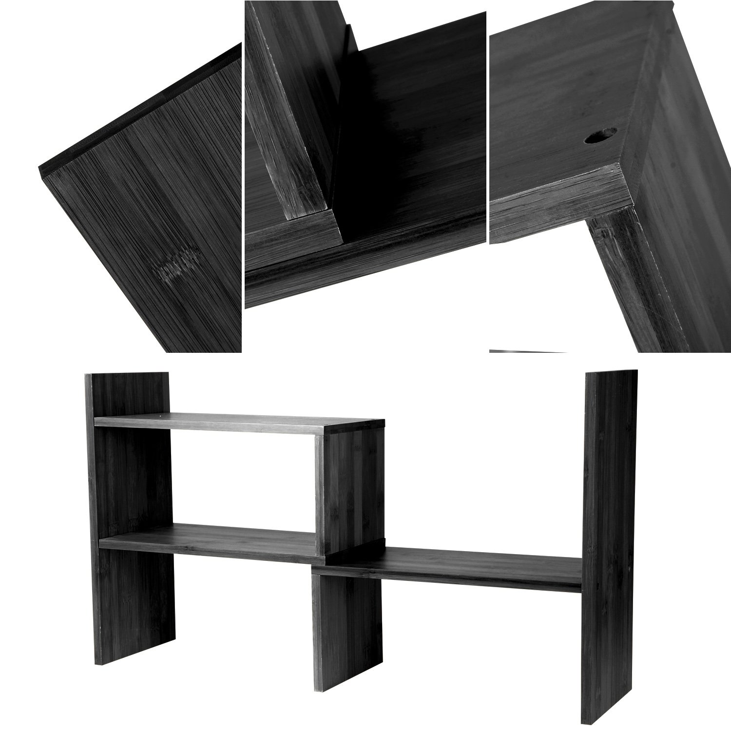 NIUBEE Adjustable Bamboo Desktop Bookshelf Countertop Bookcase,Book