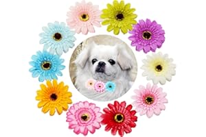 JpGdn 10pcs Dog Collar Flowers For Small and Medium Puppy Doggy Animals Sliding Collar Charms Grooming Accessories Daisy Collar Flowers Attachment Embellishment