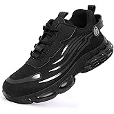 MOLLYBLOS Steel Toe Shoes for Men,Lightweight Work Shoes,Mens Indestructible Safety Boots,Puncture Proof Construction Steel Toe Sneaker.