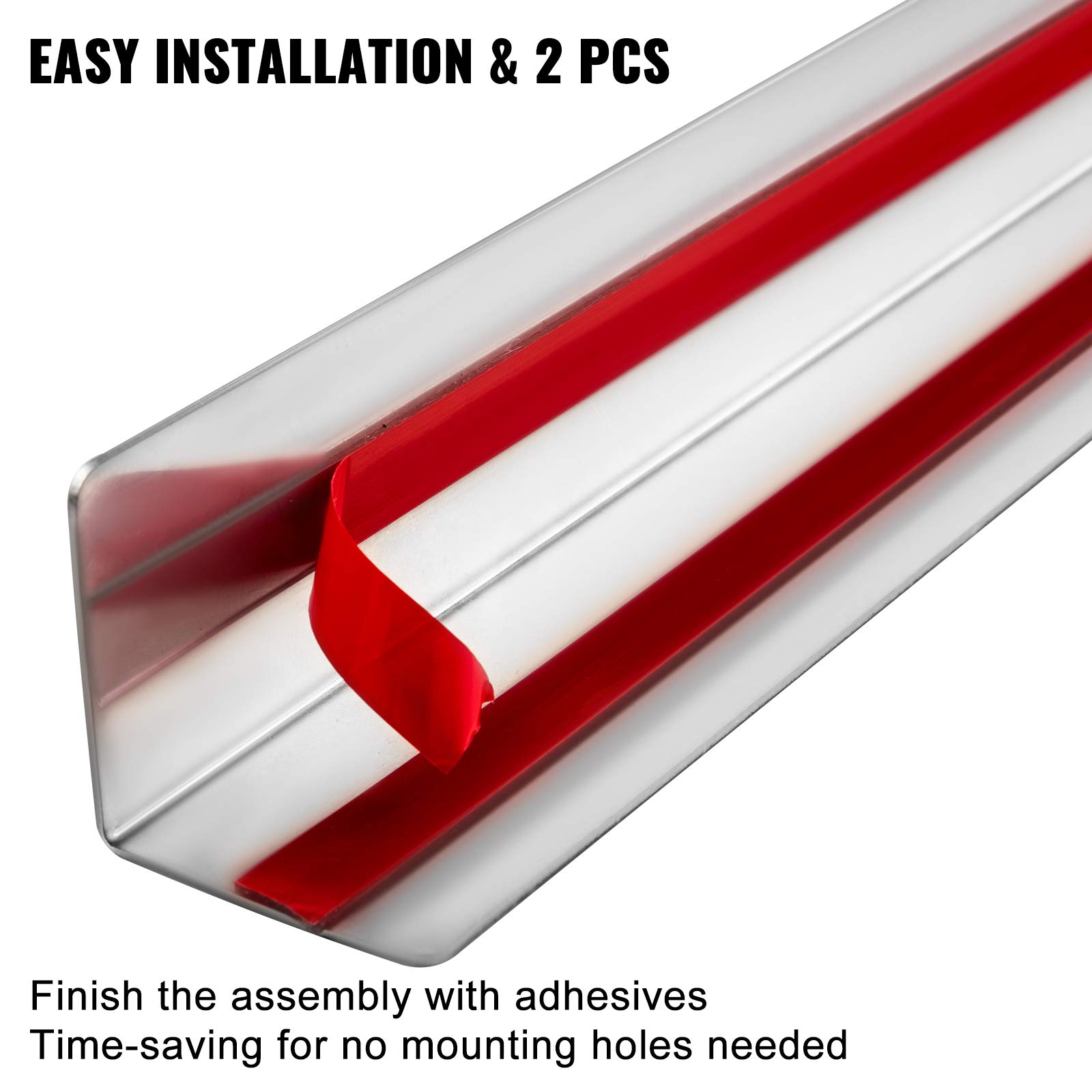VEVOR Stainless Steel Corner Guards 2 x 2 x 48 inch Metal Wall Corner Protector, Pack of 2 Corner Guards, 20 Ga 304 Stainless Corner Guard with 90-Degree Angle for Wall Protection and Decoration