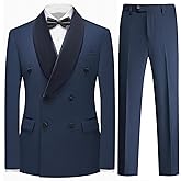 Rogers & Morris Tuxedo Suits for Men Solid 2 Piece Regular Fit Formal Set Shawl Lapels Double Breasted Jacket and Pants