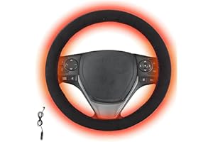 Heated Steering Wheel Cover, 15 Inch Cord Heated Steering Wheel Cover, Heater Suede Cover, USB Rechargeable, 5 Seconds Quick 