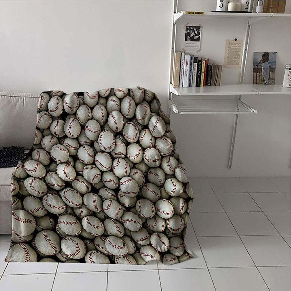 SunsethomeDeco Children's Blanket Throw Oversized Travel Throw Cover Blanket (50 by 60 Inch,Sports Decor,Baseballs Sport Emblem Major League Competition Softball Field Artwork
