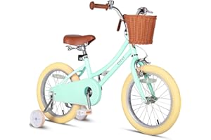 vollsch Girls Bike for Age 2-12 Years Old Kids Toddlers 12 14 16 18 20 Inches Retro Bicycles with Training Wheels Basket Bell Ring, Multiple Colors